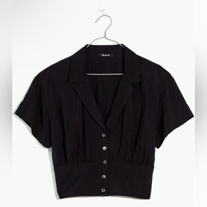 Madewell Drapey Banded-Bottom Button-Down Top